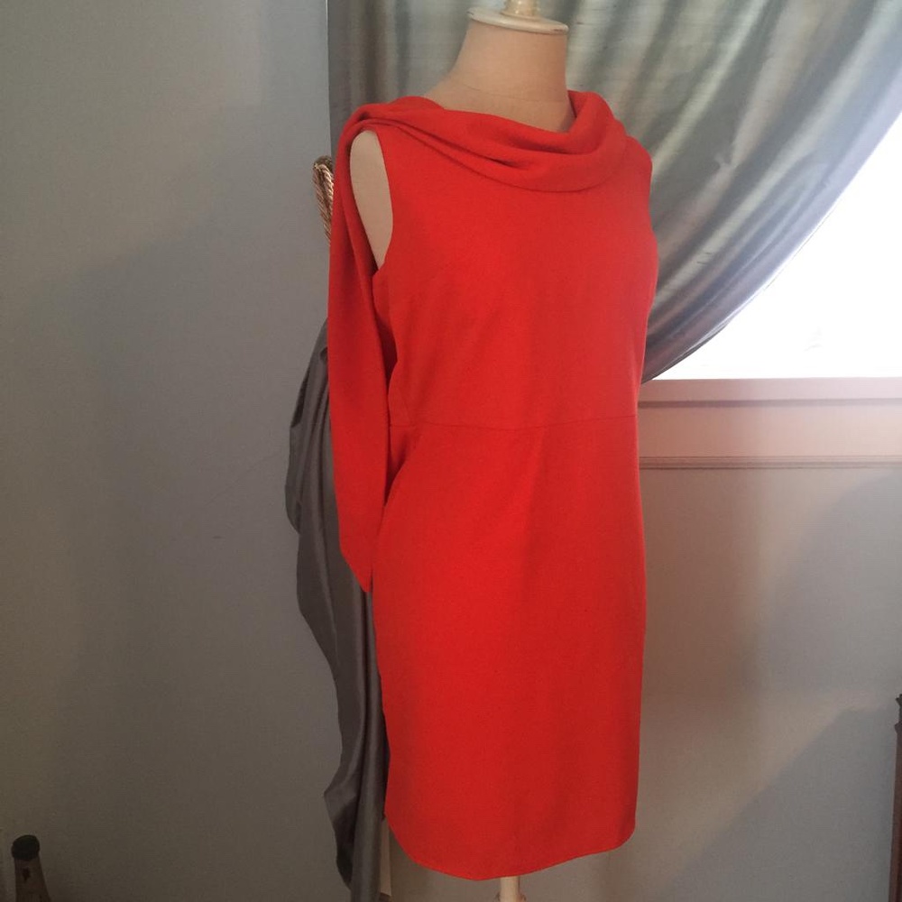 Open Back Draped Neck Orange Boohoo Dress